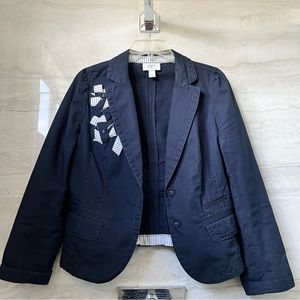 LOFT Petite Cotton Navy Blazer Jacket